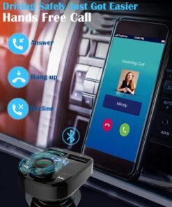 Handsfree Call Car Charger,Wireless Bluetooth FM Transmitter Radio Receiver,Mp3 Audio Music Stereo Adapter,Dual USB Port Charger Compatible for All Smartphones,Samsung Galaxy,LG,HTC,etc. 34 81nK09XUbML