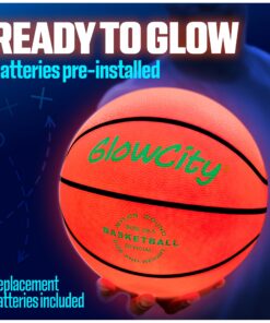 GlowCity Glow in The Dark Basketball for Teen Boy - Glowing Red Basket Ball, Light Up LED Toy for Night Ball Games - Sports Stuff & Gadgets for Kids Age 8 Years Old and Up Rubber (No Pump) 23 81nLCEksI6L