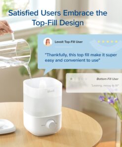 LEVOIT Top Fill Humidifiers for Bedroom, 2.5L Large Tank, Easy to Fill and Clean, 26dB Quiet Cool Mist Air Humidifier for Home Baby Nursery & Plants,Auto Shut-off and BPA-Free for Safety, 25H Runtime White 17 81nLQVhWk9L