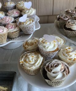 GOLF 100Pcs Cupcake Wrappers Artistic Bake Cake Paper Filigree Little Vine Lace Laser Cut Liner Baking Cup Wraps Muffin CaseTrays for Wedding Party Birthday Decoration (White) White 39 81nLRIdkJKL