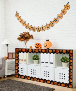 Whaline 65.6 Feet Halloween Bulletin Board Borders Pumpkin Themed Holiday Decoration Borders Orange Black Trim Border Scalloped Board Borders for School Classroom Office Party Decoration 12 81nNtIrXa6L