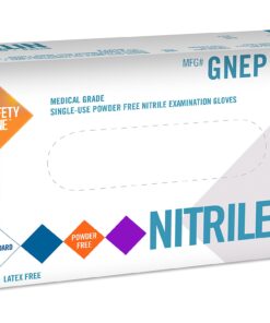 The Safety Zone GNEP-LG-1P Nitrile Exam Gloves - Medical Grade, Powder Free, Latex Rubber Free, Disposable, Non Sterile, Food Safe, Textured, Indigo Color, Convenient Dispenser Pack of 100, Size Large 16 81nOWAClKlL