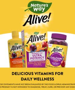 Nature's Way Alive! Women’s 50+ Ultra Potency Complete Multivitamin, High Potency Formula, Supports Multiple Body Systems, Supports Cellular Energy, Gluten-Free, 60 Tablets 60 Count (Pack of 1) 24 81nOXE6TA7L