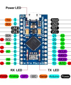 Alternative view of OSOYOO Pro Micro 5V/16MHz Module Board with 2 Row pin Header Replace wit Pro Mini for Arduino Pro Micro board for Arduino