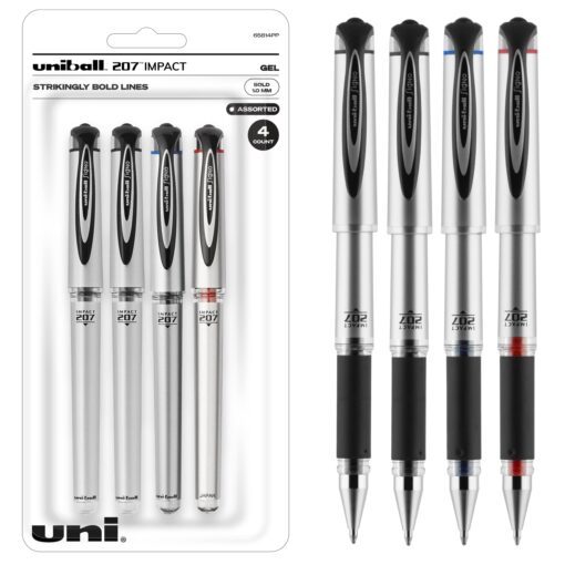 Uniball Signo 207 Impact Stick Gel Pen, 12 Black Pens, 1.0mm Bold Point Gel Pens| Office Supplies by Uni-ball like Ink Pens, Colored Pens, Fine Point, Smooth Writing Pens, Ballpoint Pens Assorted