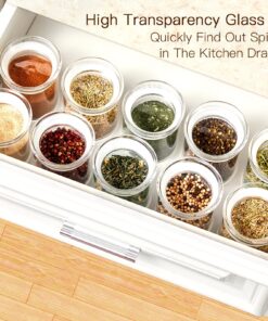 ZENS Glass Canister Set, Small Airtight Kitchen Storage Jars with Glass Lids, Clear 4 Pack 10oz Empty Food Container for Spices with Lables and Stickers. 01-10oz*4 27 81nR6YxWZEL