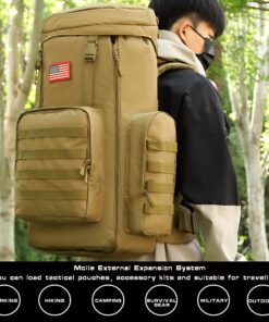 outdoor plus Extra Large Camping Backpack For Men, Military Molle Hiking 2 Daypack 60L70L85L Waterproof Backpacking Rucksack A2-70l/85l-brown-23" High 12 81nSH2EfnUL