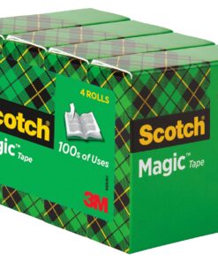 Scotch Magic Tape, Invisible, Repair Christmas Cards and Use as Holiday Gift Wrap Supplies for Christmas, 4 Tape Rolls No Dispenser 21 81nU1OELAWL
