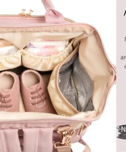 AMILLIARDI Diaper Bag Backpack - 6 INSULATED Bottle Holders - Detachable Stroller Straps (Light Pink) Light Pink 33 81nUHGa6L L