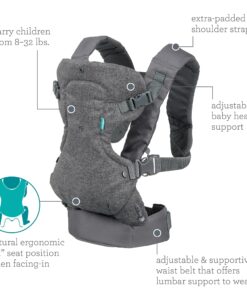 Infantino Flip Advanced 4-in-1 Carrier - Ergonomic, convertible, face-in and face-out front and back carry for newborns and older babies 8-32 lbs Grey 27 81nUJ7H3v L