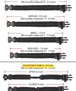 A2S Protection Paracord Bracelet K2-Peak – Survival Bracelets with Embedded Compass Whistle EDC Hiking Gear- Camping Gear Survival Gear Emergency Kit Black / Black 9" 9 81nUUKvZ0ZL