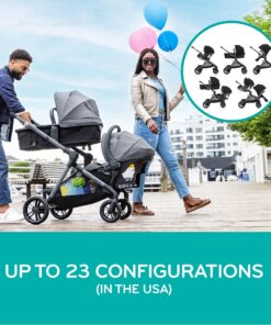 Evenflo Pivot Xpand Modular Travel System with LiteMax Infant Car Seat with Anti-Rebound Bar (Ayrshire Black) Ayrshire Black 18 81nVM OFk0L