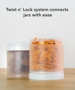 Whiskware Stackable Snack Containers for Kids and Toddlers, 3 Stackable Snack Cups for School and Travel, White and Grey 12 81nWDOs0HUL