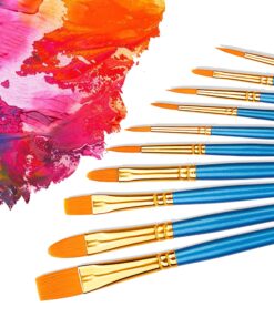 Amazon Basics Paint Brush Set, PBT Paint Brushes for Acrylic, Oil, Watercolor, 10 Brush Sizes 1 26 81nXAb8lR4L