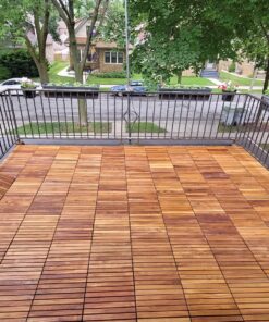 Bare Decor EZ-Floor Interlocking Flooring Tiles in Solid Teak Wood Oiled Finish (Set of 10), Long 9 Slat 10 sq ft 29 81nachzfIKL