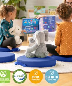 ECR4Kids SoftZone Floor Cushions, Round, Flexible Seating, Blue, 6-Piece 17 81nb4bINMJL