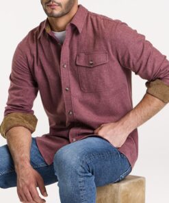 CQR Men's All Cotton Flannel Shirt, Long Sleeve Casual Button Up Plaid Shirt, Brushed Soft Outdoor Shirts Solid Wild Pink XX-Large Tall 17 81nc1TKCb0L