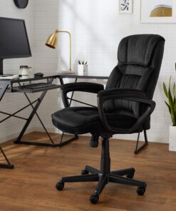 Alternative view of Amazon Basics Classic Office Desk Computer Chair - Adjustable, Swiveling, Ultra-Soft Microfiber, Lumbar Support, 28"D x 25"W x 43.5"H, Black