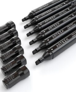 ARTEZA Black Fabric Markers, Set of 6, Dual-Tip Permanent Laundry Pen Set, Art Supplies to Create Fade-Proof Designs on Shirts, Shoes & Canvas 10 81ndBq1IAWL