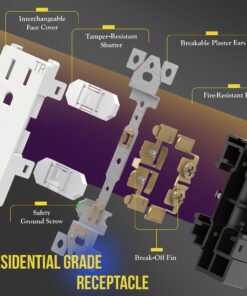 ENERLITES Decorator Receptacle, Tamper-Resistant Wall Outlet, Gloss Finish, Residential Grade, 3-Wire, Self-Grounding, 2-Pole, 15A 125V, UL Listed, 61501-TR-W-40PCS, White (40 Pack) Wall Plate Not Included 40 11 81ndplO0MqL