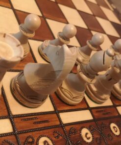 Wegiel Handmade European Ambassador Chess Set - Wooden 21 Inch Beech & Birch Board with Felt Base - Carved Hornbeam & Sycamore Wood Chess Pieces Ambassador - Brown 89 81niYuAZnQL