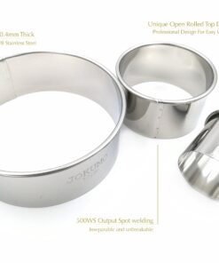 JOKUMO 9 Piece Extra Large Chef Grade Plain Round Pastry/Cookie Cutter Set - Extra Thick Premium 18/8 304 Stainless Steel - Marked Size for Professional Chefs and Ambitious Home Cooks 9 Pcs Chef Grade Plain Round Cutter Set 13 81nlDBzn 2L