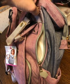 QIMIAOBABY Diaper Bag Backpack,Waterproof Multifunctional Large Travel Nappy Changing Bags… (Pink with gray) Pink With Gray 38 81nmjKes5DL