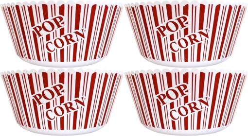 Set of 4 Popcorn Serving Bowls - Large Size 10" X 4.75"- Popcorn Tub - Contains 4 Containers