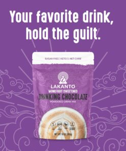 Lakanto Sugar Free Drinking Chocolate - Cold or Hot Cocoa Powder Mix, Shelf Stable Probiotics, Monk Fruit Sweetener, Keto Diet Friendly, Vegan, Dutch Cocoa, Gourmet Taste (Original - 10 oz) Original Chocolate 10 Ounce (Pack of 1) 22 81now3513 L