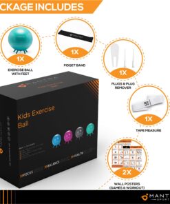 Flexible Seating for Classroom Elementary & Middle School, Kids Yoga Ball Chair Wobble Seat for Sensory Kids - Improve Focus & Balance with Alternative Seating Desk Ball Chairs for Students Sitting 55cm (Kids Height = 56" - 63") Turquoise 16 81npW94HEhL