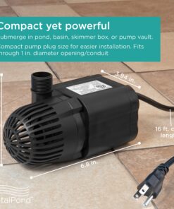 Alternative view of TotalPond 1200 GPH Waterfall Pump, Black