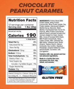 Pure Protein Bars, High Protein, Nutritious Snacks to Support Energy, Low Sugar, Gluten Free, Chocolate Peanut Caramel, 1.76oz, 12 Pack (Packaging May Vary) 20 81nrIMBgkXL