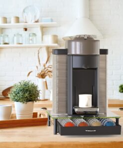 Alternative view of DecoBrothers Crystal Tempered Glass Vertuo Pod Holder Drawer, 24 Large or 48 Small Nespresso Capsule Organizer 48 pcs Capacity Black