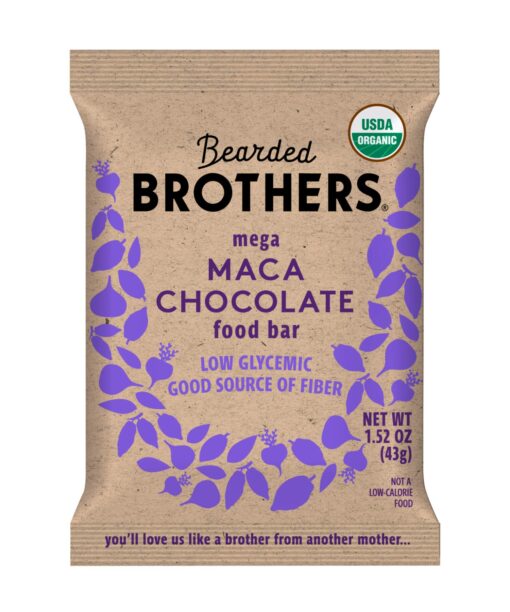 Bearded Brothers Organic Vegan Energy Bars - Gluten & Soy Free, Paleo, Whole 30 | Non GMO, Low Glycemic, High Protein, Fiber | 12pk Maca Chocolate 12 Count (Pack of 1)