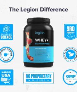 LEGION Whey+ Strawberry Banana Whey Isolate Protein Powder from Grass Fed Cows, Low Carb, Low Calorie, Non-GMO, Lactose Free, Gluten Free, Sugar Free, All Natural Whey (30 Serving Strawberry Banana) 30 Servings (Pack of 1) 15 81nuuAslJBL