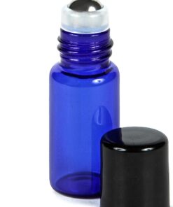 Vivaplex, 12, Cobalt Blue, 3 ml Glass Roll-on Bottles with Stainless Steel Roller Balls - Dropper included … 13 81nv73JVsUL