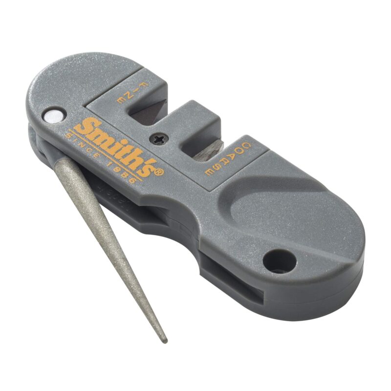Catalog 9 Smith's PP1 Pocket Pal Knife Sharpener Preset Carbide & Ceramic Stone Sharpeners Fold-Out Diamond Coated Rod Outdoor Hunting Knife & Hook Sharpener, Handheld, Compact, Lightweight, Multiuse hunting-knife-sharpeners