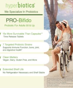 Hyperbiotics Vegan Pro Bifido Tablets | Probiotics for Women & Men, Adults Over 50 | Digestive Health, Immune Support | Nutritional Supplement, Time Released | 60 Count 15 81nwwJOxa7L 2