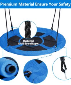 SUPER DEAL 40 Inch Blue Saucer Tree Swing Set for Kids Adults 800lb Weight Capacity Waterproof Flying Swing Seat Textilene Fabric with Adjustable Hanging Ropes for Outdoor Playground, Backyard 21 81o 6 mPLL