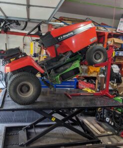 MoJack EZ Max - Riding Lawn Mower Lift, 450lb Lifting Capacity, Fits Most Residential & ZTR Mowers, Space-Saving Folding, Ideal for Mower Maintenance & Repair, Red 1 34 81o aupdVjL