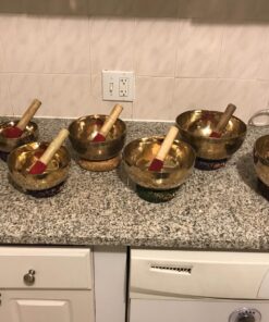 Chakra Healing Tibetan Singing Bowls Set of 7 pieces ~ Hand Hammered Himalayan Meditation Bowls ~ 5"-10" ~ included 7 Mallets, 7 cushions & 1 drum stick. Handmade in Nepal by Thamelmart 31 81o0MR6f6YL