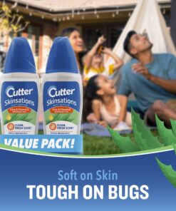Cutter Skinsations Insect Repellent, Repels Mosquitos, Ticks, Gnats, Fleas, 7% DEET, 2 pack, 6 fl Ounce (Pump Spray) 6 Fl Oz (Pack of 2) 14 81o40bws4WL