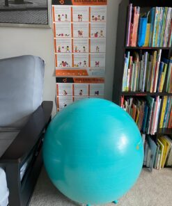 Flexible Seating for Classroom Elementary & Middle School, Kids Yoga Ball Chair Wobble Seat for Sensory Kids - Improve Focus & Balance with Alternative Seating Desk Ball Chairs for Students Sitting 55cm (Kids Height = 56" - 63") Turquoise 27 81o9XlwBDCL