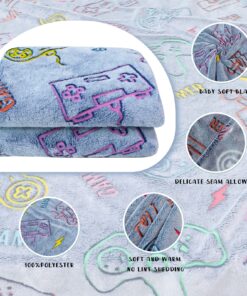 Glow in The Dark Blanket Gaming Blanket Boys Girls Gamer Blankets Soft Fleece Cozy Video Game Blankets Gift for The Ultimate Gamer for Kids Teens Men Boyfriends 50"x60" Fluorescent Game Throw Size 50" x 60" (130 x 150 cm) 8 81oAcdXcKDL
