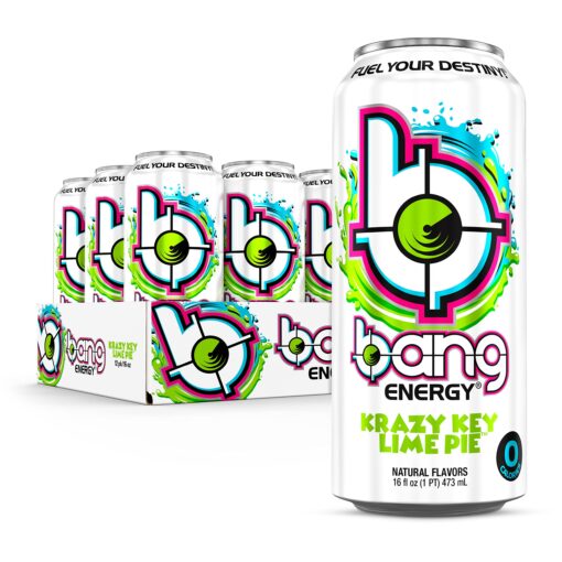 Bang Energy Key Lime Pie, Sugar-Free Energy Drink, 16-Ounce (Pack of 12) 16 Fl Oz (Pack of 12)