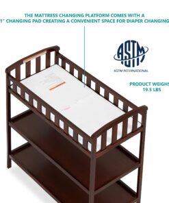 Dream On Me Emily Changing Table In Espresso, Comes With 1" Changing Pad, Features Two Shelves, Portable Changing Station, Made Of Sustainable New Zealand Pinewood 23 81oB0qWsa6L