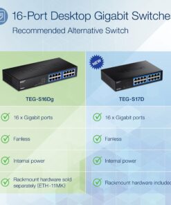 Alternative view of TRENDnet - TEG-S16DG 16-Port Unmanaged Gigabit GREENnet Desktop Metal Switch, TEG-S16DG, Ethernet Splitter, Ethernet/Network Switch, 16 x 10/100/1000 RJ-45 Ports, 32 Gbps Forwarding Capacity, Lifetime Protection Black Version 1.0