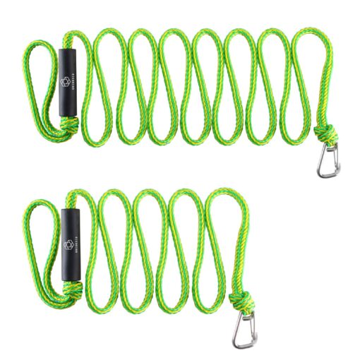 Obcursco PWC Dock Lines Boat Dock Lines 1/2” x (7ft & 14ft), Jet Ski Dock Line Mooring Line Dock Tie Pontoon Accessories for Waverunner, Kayak Tow Line with 316 Stainless Steel Clip (Green & Yellow) Green/Yellow