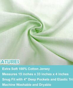 American Baby Company 15" x 33" Fitted Bassinet Sheet, 100% Natural Cotton Jersey Knit, Celery, Soft Breathable, for Boys and Girls 1 Pack 9 81oCeltRlmS