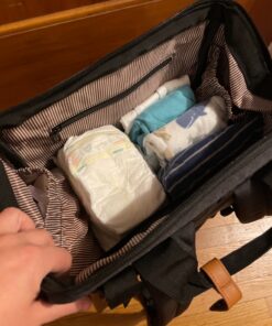 Hap Tim Diaper Bag Backpack,Large Capacity Travel Back Pack Maternity Baby Nappy Changing Bags, Double Compartments with Stroller Straps,Waterproof,Black (US7340-DG) Dark Grey 65 81oErzr8PvL